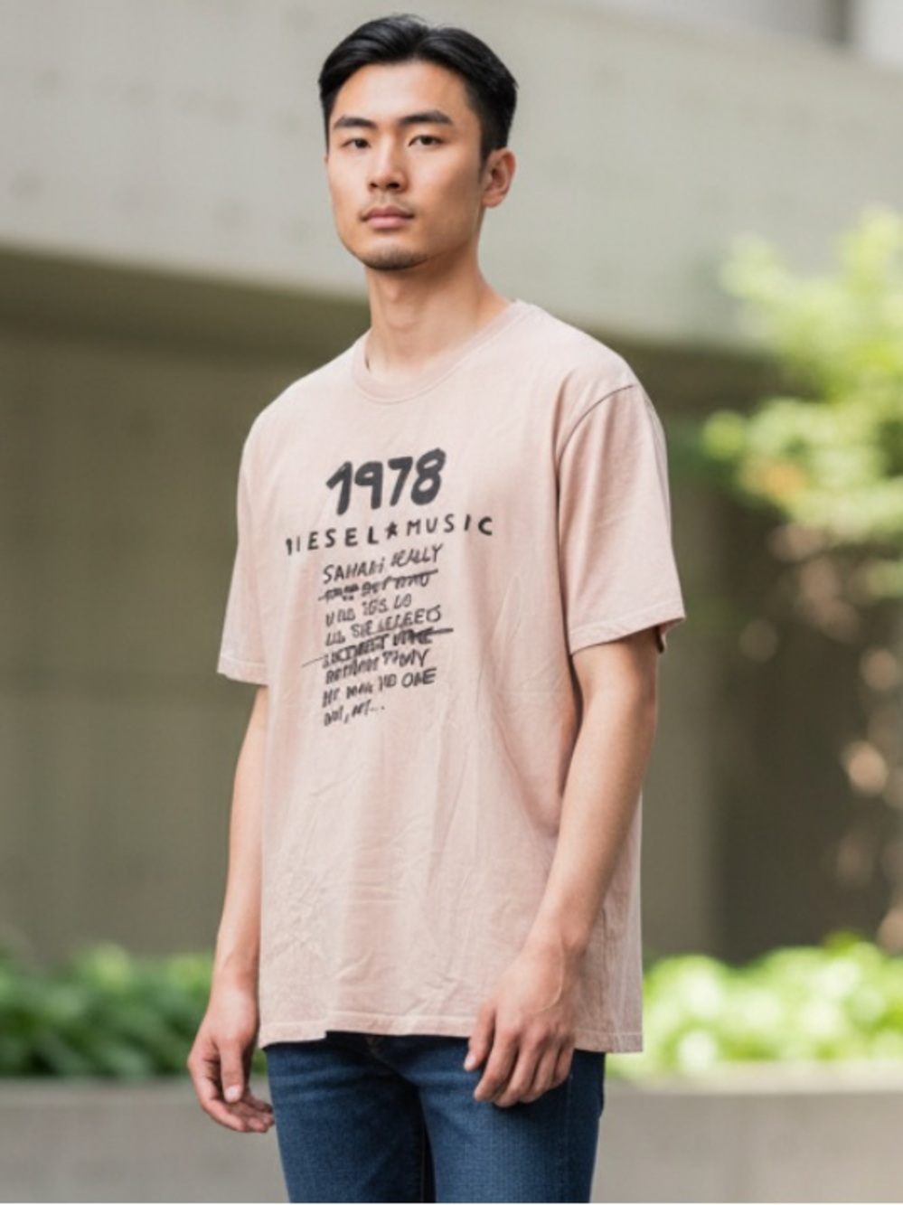Diesel Light Pink 1978 Music Graphic Short Sleeve Tee